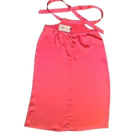 Revolve WeWoreWhat Women's Cut Out Midi Skirt Satin Charmeuse Hot Pink Sz M NWT - Picture 5 of 9